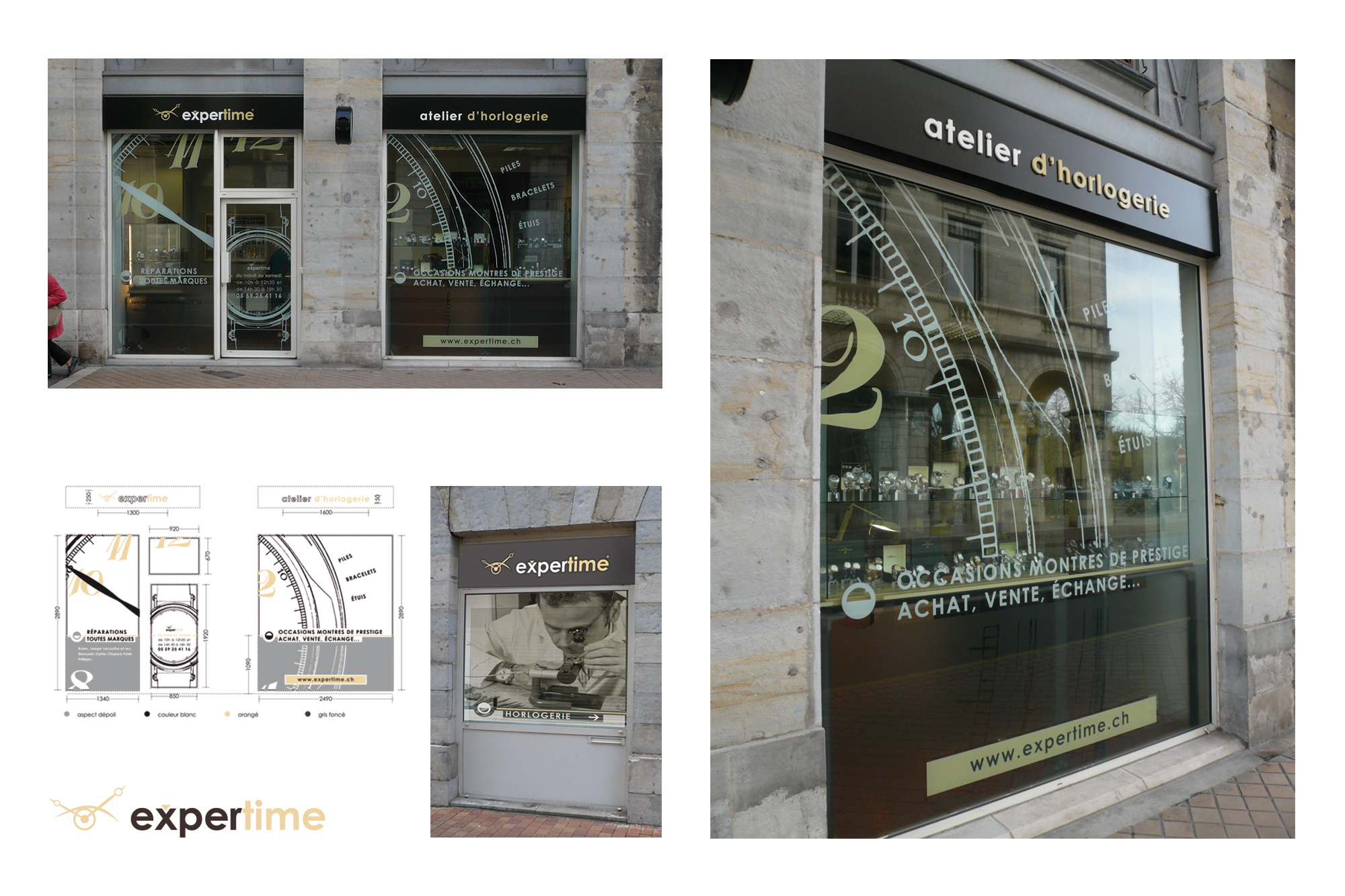 Enseigne vitrine horlogerie Expertime 2