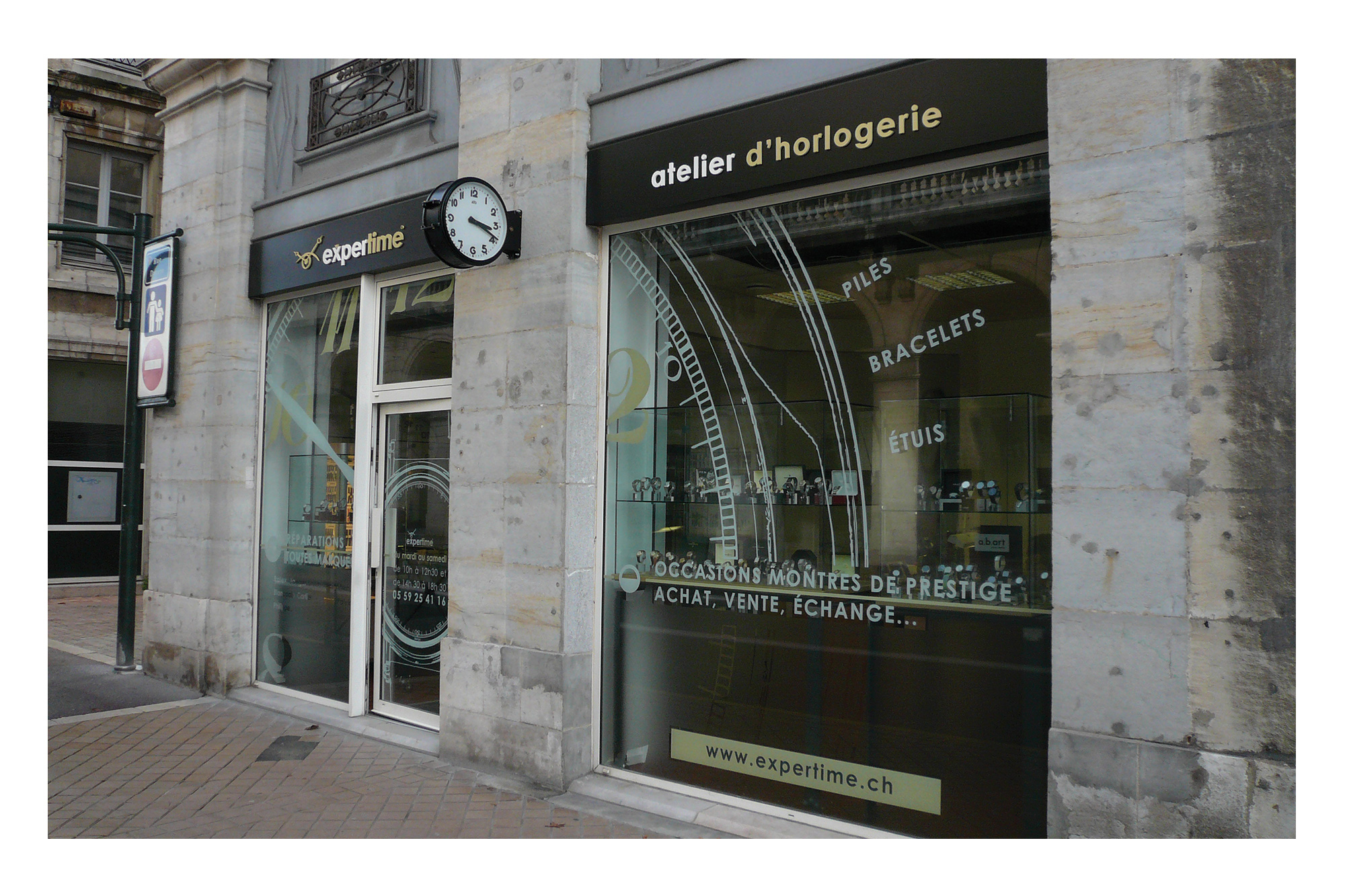 Enseigne vitrine horlogerie Expertime 1